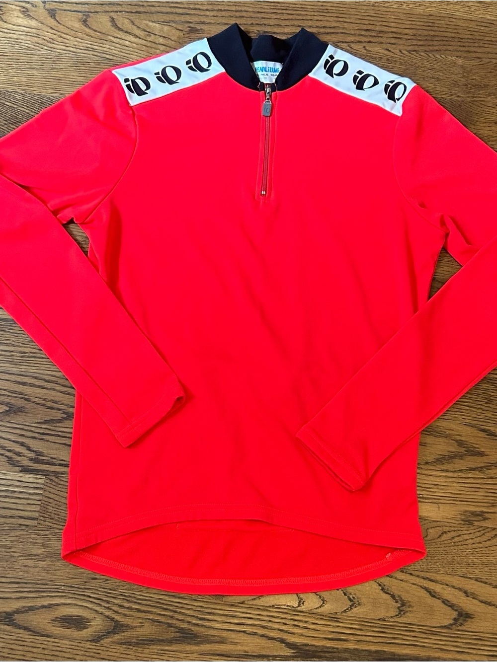Pearl Izumi Red Long-Sleeve Cycling Jersey with Black Collar